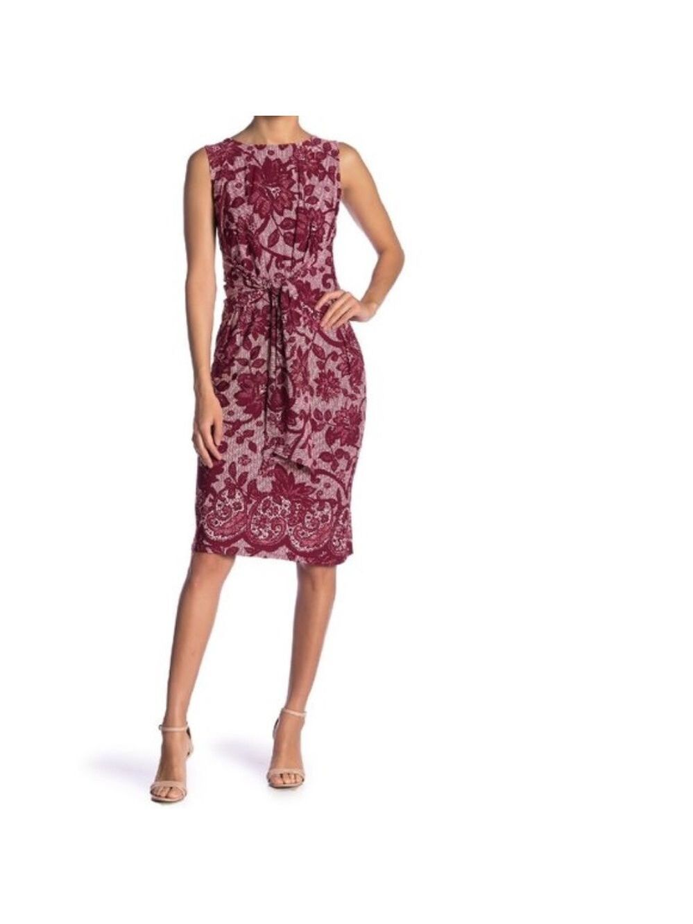 Leota Regina Front Tie Print Sleeveless Dress